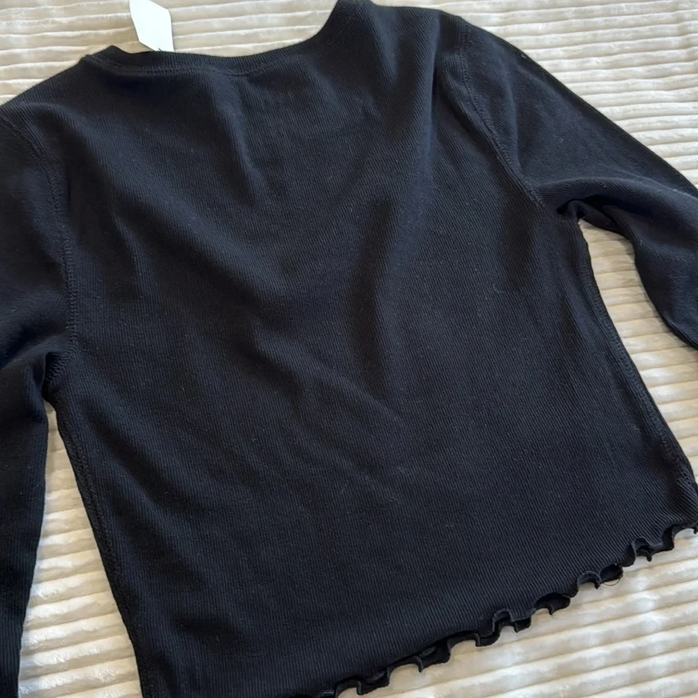 Aeropostale Seriously Soft Baby Tee Ribbed Long Sleeve Cropped Lettuce Hem M - Picture 8 of 10